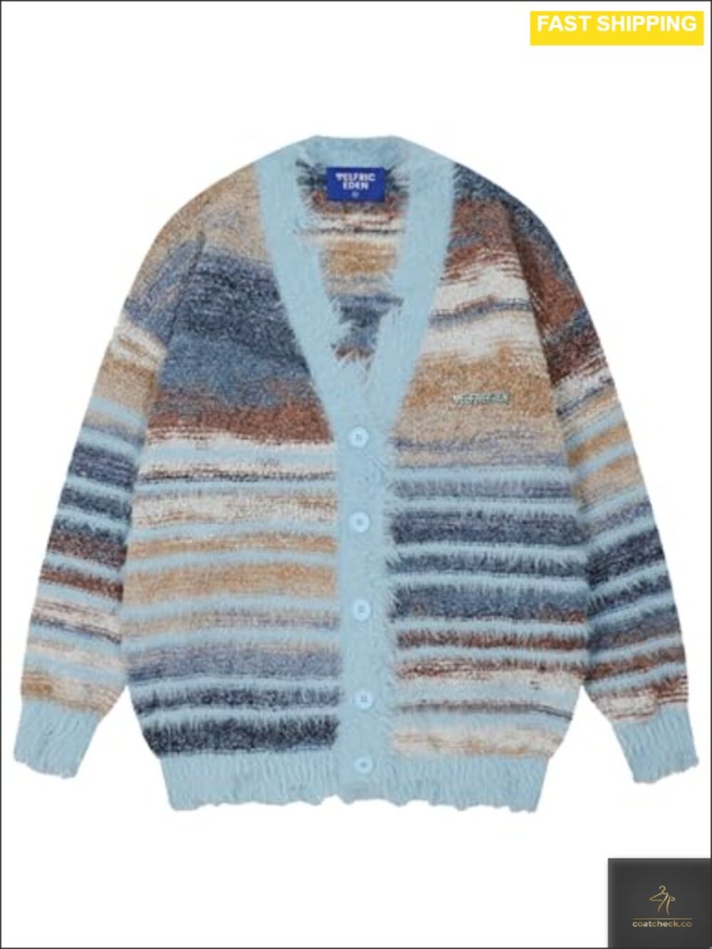 V Neck Open Front Knit Cardigan Sweater Oversized Y2k Pinstripe Fringe